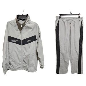 Nike Men's Light Gray and Black Performance Jacket & Pants Set
